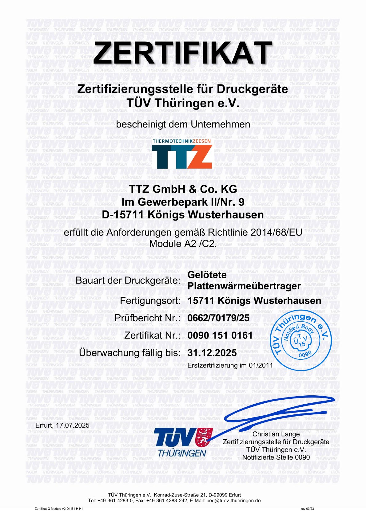 326_Zertifikat_Q-Module_A2_C2_de_T150 Jun 2025 TÜV CE Zertifizierung