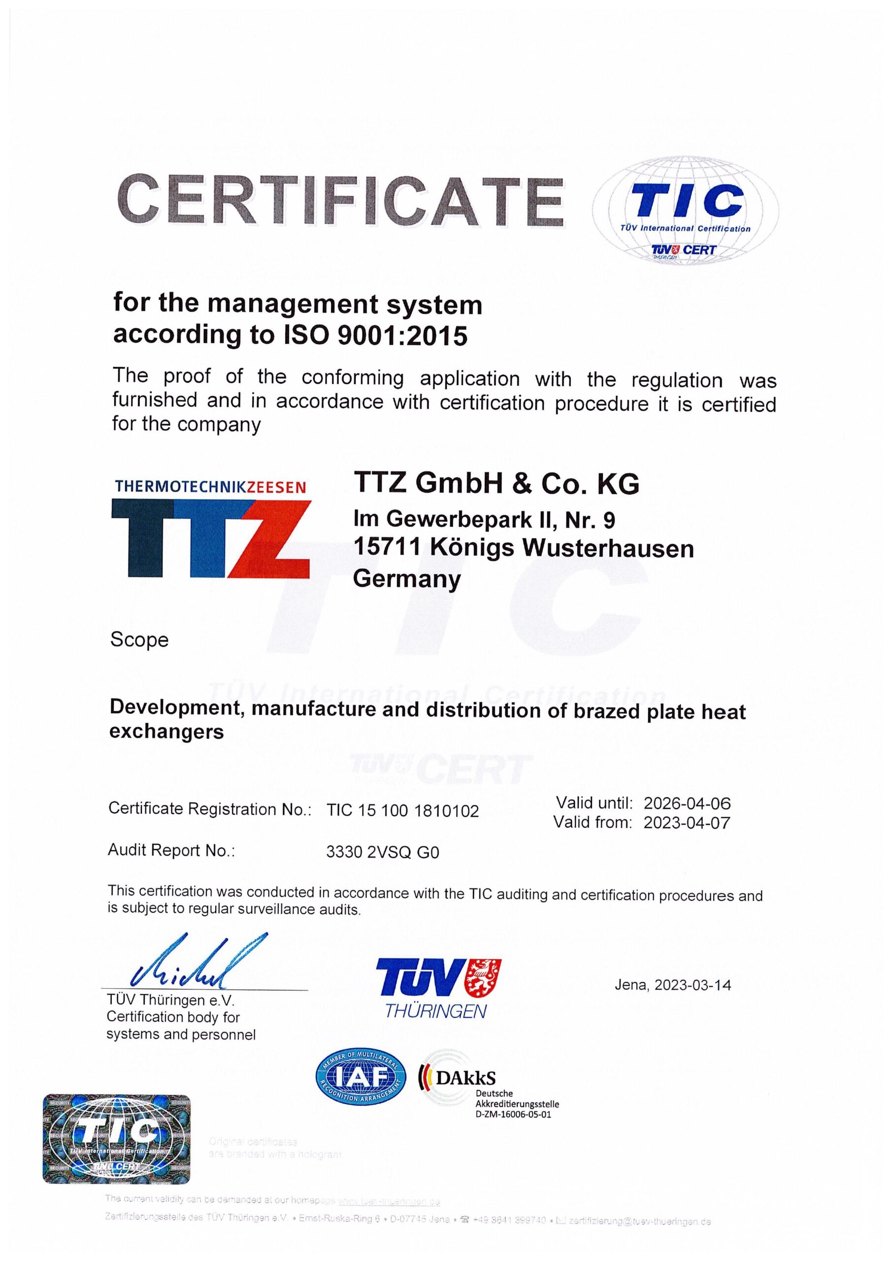 certificate DIN EN ISO 9001 2015 certificate DIN EN ISO 9001 2015