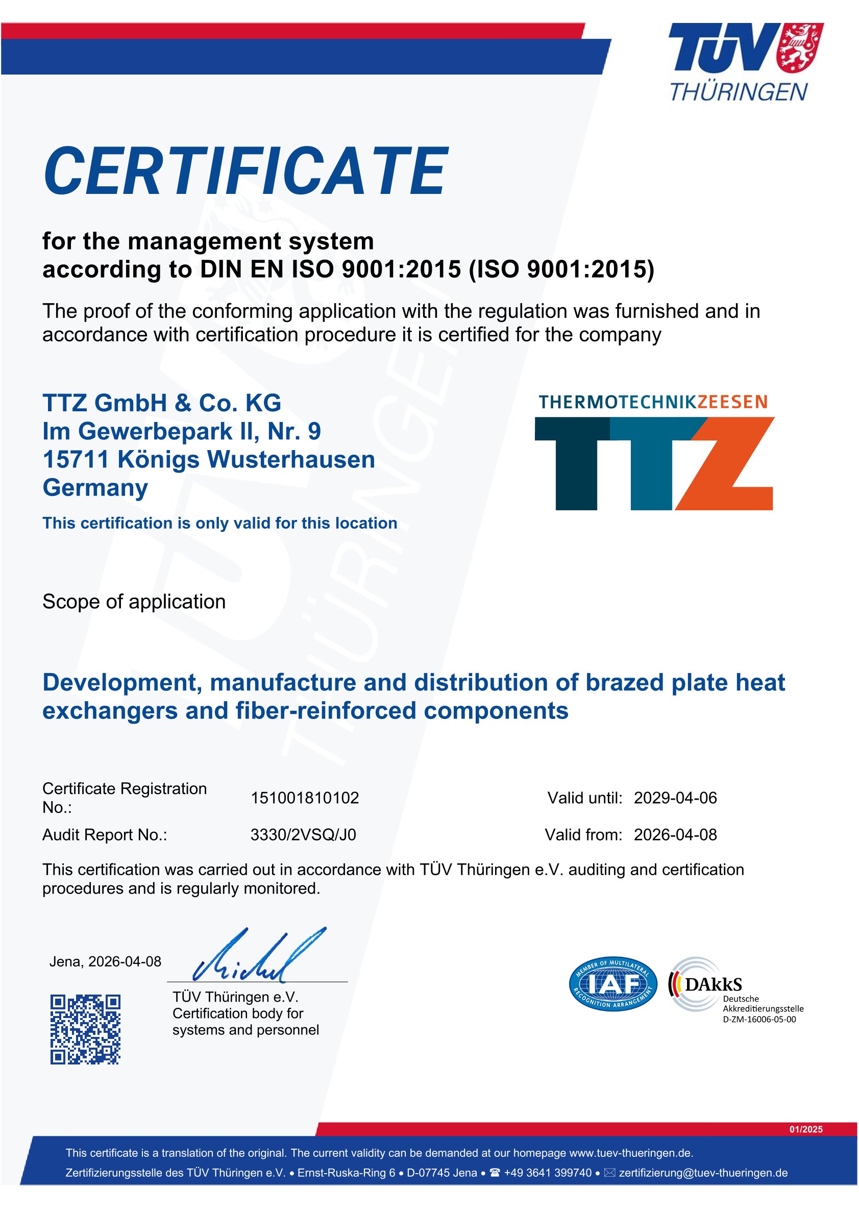 certificate DIN EN ISO 9001-2015 certificate DIN EN ISO 9001-2015